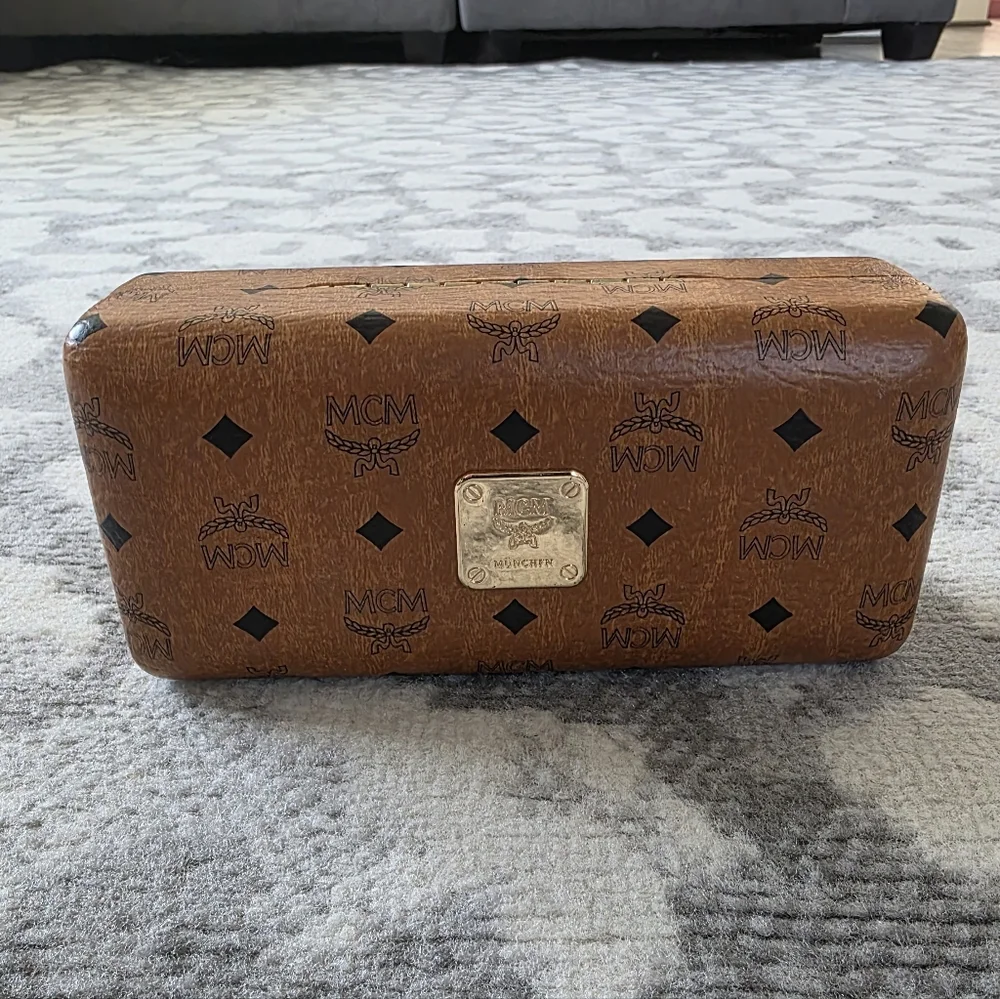 MCM Hardshell Sunglasses Case Signature Cognac Monogram Leather NEW
